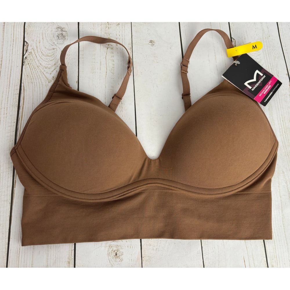 Maidenform Seamless Lift Padded Wireless Bra Brown DM2316 Convertible Straps M